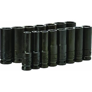 Urrea® 73214M Imp Socket Set, 1/2 Deep, 15 pc