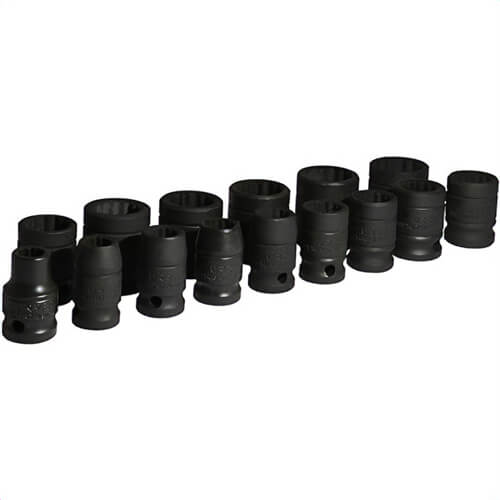 Urrea® 74201 Impact Socket Set, 1/2 in, 15 pc