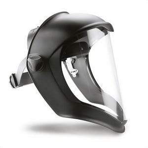 UVEX® By Honeywell S8500 Bionic® Faceshield Assembly, 9-1/2 in H x 14-1/4 in W x 3/64 in Thick, Clear, Polycarbonate Glass