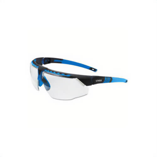 Uvex® By Honeywell S2870HS Avatar Safety Glasses, Anti-Fog/Anti-Scratch, Clear Lens, Half-Frame Frame, Blue, Polycarbonate Frame