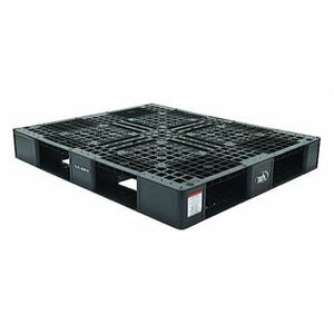 Vestil PLP2-4840-BLACK Pallet, 39-1/2 in L x 47-3/8 in W x 6 in H, Plastic, 2200 lb