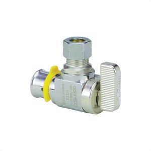 Viega 93511 PureFlow® Angle Stop Valve, 1/2 x 1/4 in Nominal, Press x CTS End Style, 160 psi Pressure, Brass Body