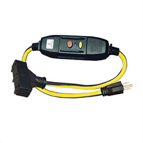 Voltec 04-00105 3-Outlet 3-Conductor In-Line GFCI Adapter with Power Block, 15 A, 12 ga SJTW Conductor