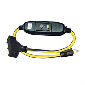 Voltec 04-00105 3-Outlet 3-Conductor In-Line GFCI Adapter with Power Block, 15 A, 12 ga SJTW Conductor