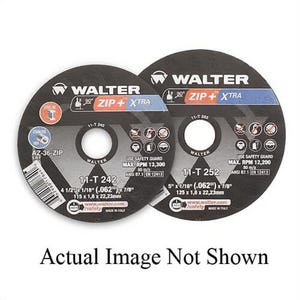 Walter Surface Technologies ZIP+XTRAâ„¢ 11T453 Flat Depressed Center Wheel, 4-1/2 in dia x 1/16 in Thick, 7/8 in Center Hole, 60 Grit