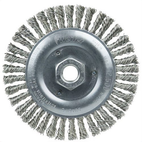 Weiler® 08806 Roughneck® Stringer Knotted Wheel, Stainless Steel, 5 in x 0.020 x 5/8-11, 5 ea
