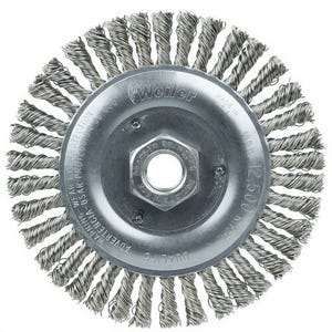 Weiler® 08806 Roughneck® Stringer Knotted Wheel, Stainless Steel, 5 in x 0.020 x 5/8-11, 5 ea
