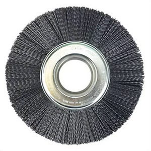 Weiler® 86126 Burr-RX Crimped Filament Wheel Brush, 8 in OD, 0.026 in Fill dia, 120 Grit, 2 in Arbor Hole