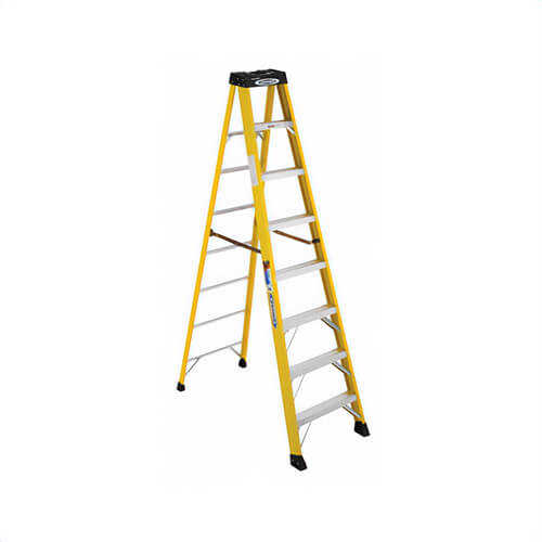 Werner® 6108 Step Ladder, Type IA Single Sided, Series: 6100, 8 ft Ladder Height, 300 lb, 53-1/2 in Base Spread