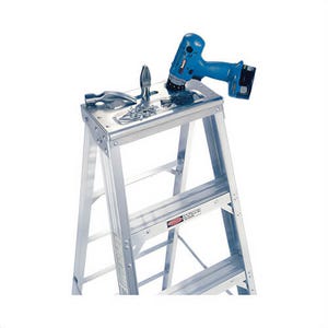 Werner® 408 Type IAA Single Sided Step Ladder, 8 ft H Ladder, 375 lb Load, 7 Steps, Aluminum