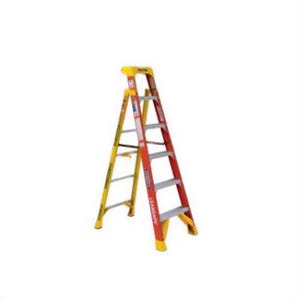 Werner® L6206 Step Ladder, Leaning, Series: L6200, 10 ft Ladder Height, 300 lb Load, ANSI Code: A14.5, 6 Steps