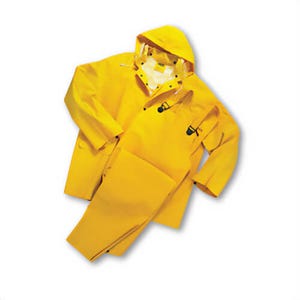 PIP® 4035/L Boss® 3 pc Rain Suit, L, Yellow, Polyester/PVC, 48 in Waist, Drawstring Hood