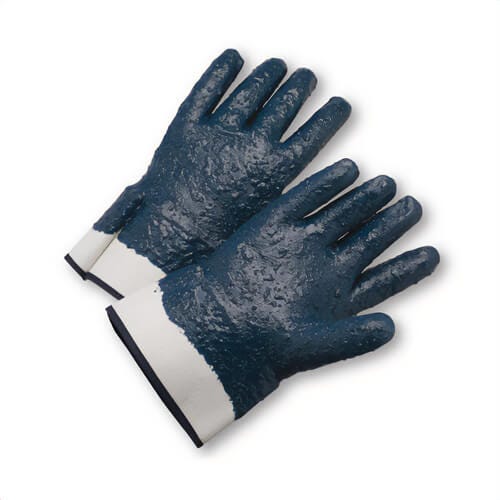 PIP® 4550RFFC Unisex General Purpose Gloves, Coated/Work, Full Finger/Wing Thumb Style, L, Nitrile/Rubber Palm, Nitrile, Starched Safety Cuff