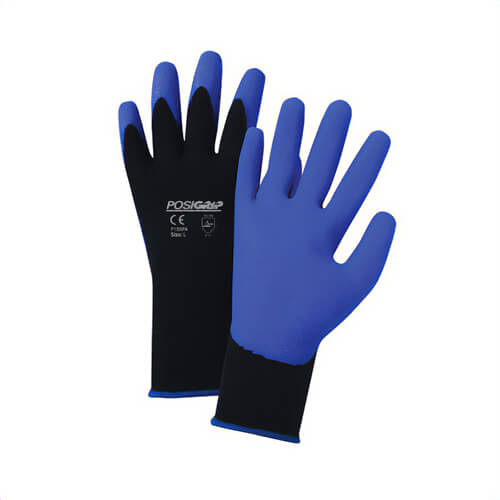 PIP® 713SPA/S PosiGrip™ Unisex General Purpose Gloves, Coated/Work, Full-Finger Style, S, PVC Palm, 15 ga Nylon, Black/Blue