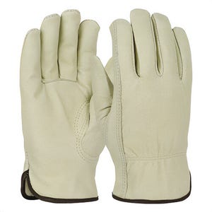 PIP® 994KP/L Unisex General Purpose Gloves, Drivers/Work, Gunn Cut/Keystone Thumb Style, L, Grain Pigskin Leather Palm, Grain Pigskin Leather, Natural