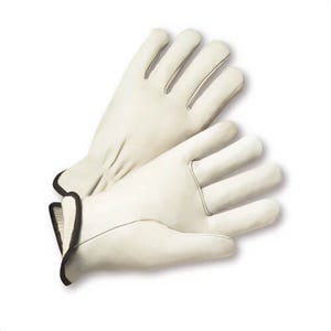 PIP® 999/XL Unisex General Purpose Gloves, Drivers/Work, Gunn Cut/Straight Thumb Style, XL, Grain Cowhide Leather Palm, White