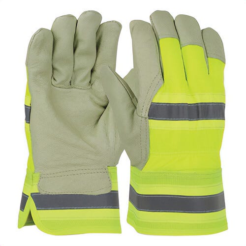 PIP® HVY5555/XL Unisex General Purpose Gloves, Leather Palm/Work, Wing Thumb Style, XL, Premium Grain Pigskin Leather Palm
