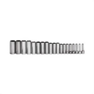 Williams® Socket Set, Supertorque®, Metric, 19 pc, 6 Points, Included Socket Size: 6 mm, 3/8 in Drive, Clip Rail, Polished Chrome