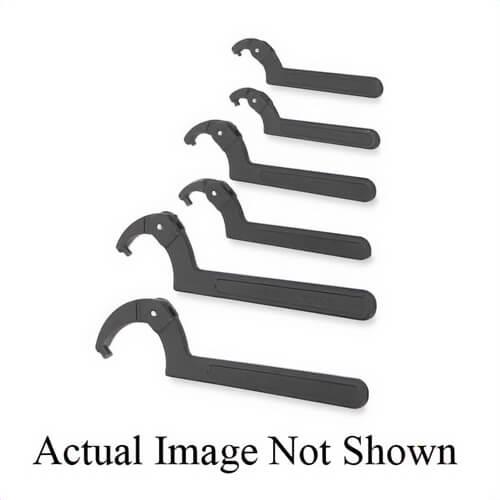 Williams® Pin Spanner Wrench, Adjustable, 3/4 to 2 in, 5-3/8 in OAL, 3/16 in Pin Dia, 5/32 in Pin Length, Plain Grip, Industrial Black