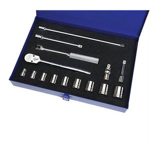 Williams® Socket and Drive Tool Set, Supertorque®, Imperial, 3/8 in Drive, 12 Points, Flexible, 15 pc, Yes Sockets Included, Chrome Vanadium Steel