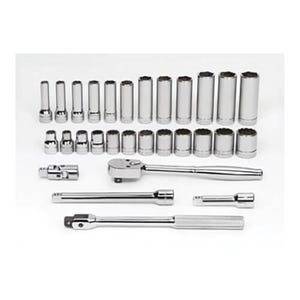 Williams® Socket and Drive Tool Set, Supertorque®, Metric, 3/8 in Drive, 6, 12 Points, Flexible, 29 pc, Yes Sockets Included, Chrome Vanadium Steel