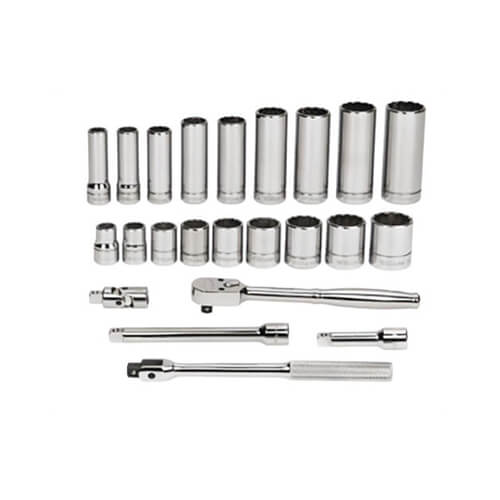 Williams® Socket and Drive Tool Set, Supertorque®, Imperial, 3/8 in Drive, 12 Points, Flexible, 23 pc, Yes Sockets Included, Chrome Vanadium Steel