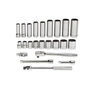 Williams® Socket and Drive Tool Set, Supertorque®, Imperial, 3/8 in Drive, 12 Points, Flexible, 23 pc, Yes Sockets Included, Chrome Vanadium Steel