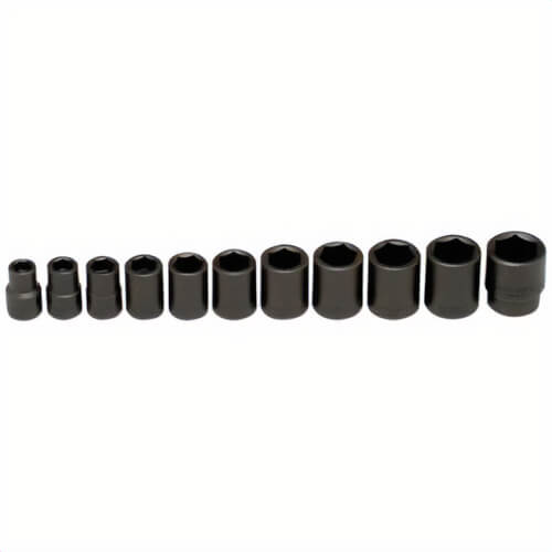Wright® 411 Impact Socket Set, Imperial, 6 Points, 1/2 in Drive, 11 pc, Included Socket Size: 7/16 to 1-1/16 in