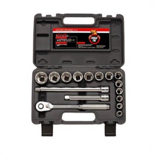 Cougar Pro A42 Standard Socket Set, Number of pc: 16, Drive Size: 1/2 in, Number of Points: 6, High Alloy Steel