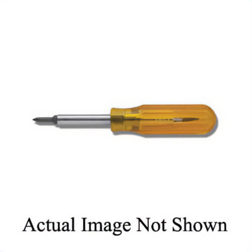 Weller® Xcelite® FSD1N Multi-Bit Screwdriver, 4-in-1 Reversible, Imperial, Phillips®/Slotted Point, #1, #2, 3/16 in, 1/4 in Point