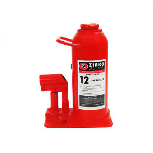 Zinko 81-12 ZN-12 Heavy Duty Hydraulic Bottle Jack, Forged Steel Base, Needle Valve, Overload Protected, 12 ton