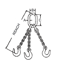 type TOS - triple leg chain sling with sling hooks