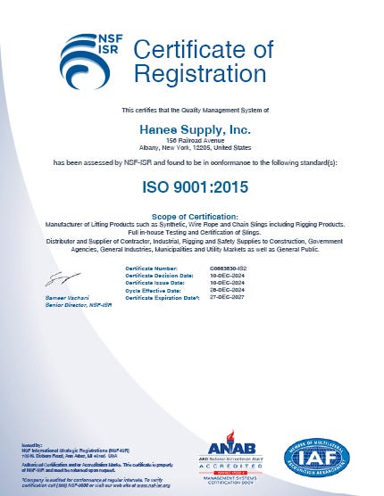 hanes supply, inc albany iso 9001:2015 registration certificate