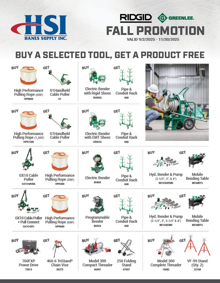 ridgid and greenlee fall promotion 2025