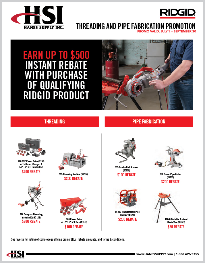 ridgid threading pipe fabrication promo